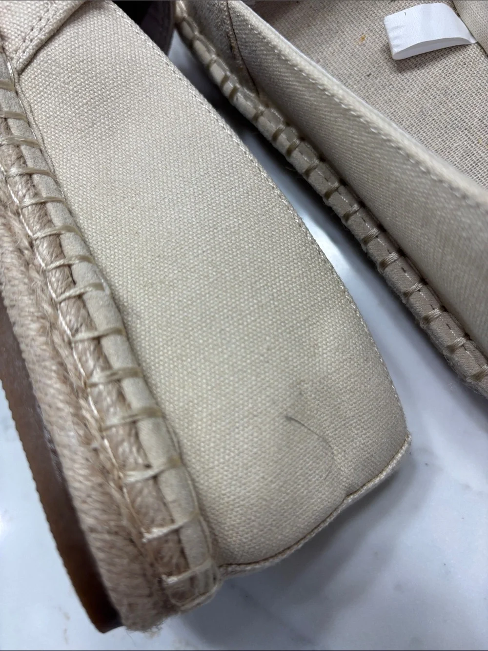 Women's Beige Canvas Espadrille with Black Toe